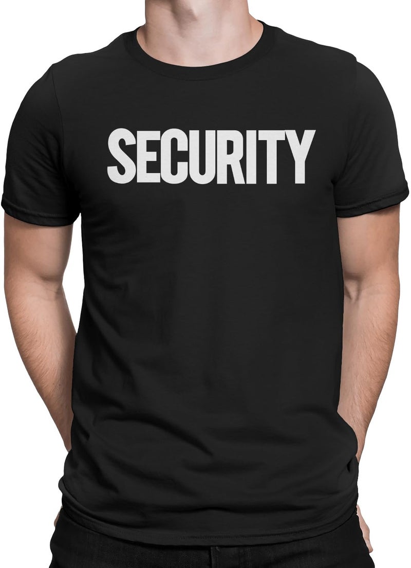 NYC FACTORY Men's Security T-Shirt Screen-Printed Front & Back (Black/White, Large) - Image 1